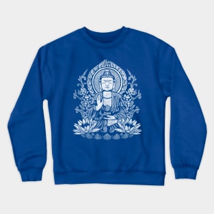 Siddhartha Gautama Buddha - White Halftone Crewneck Sweatshirt